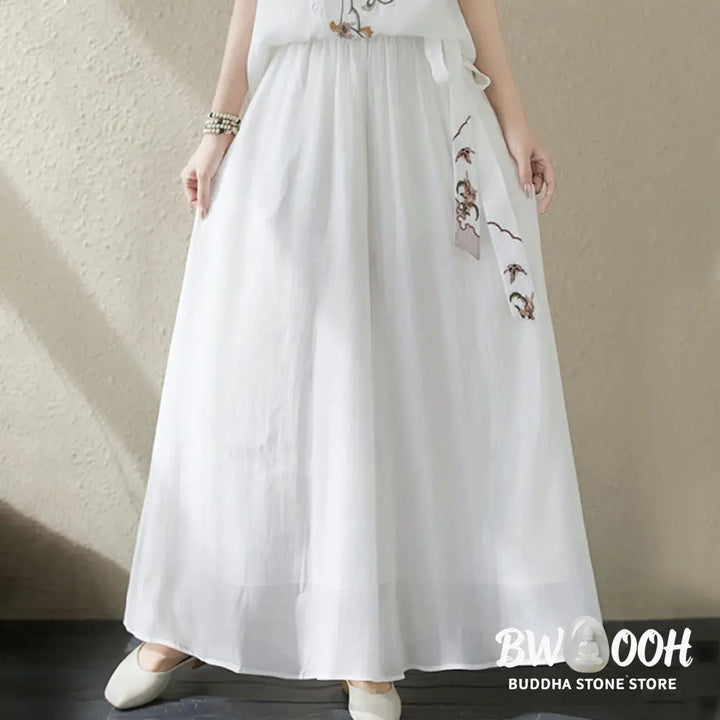BWOOOH 2Pcs Flower Embroidery Short Sleeve Tee T-shirt Wide Leg Pants Set - 2-Piece Outfit