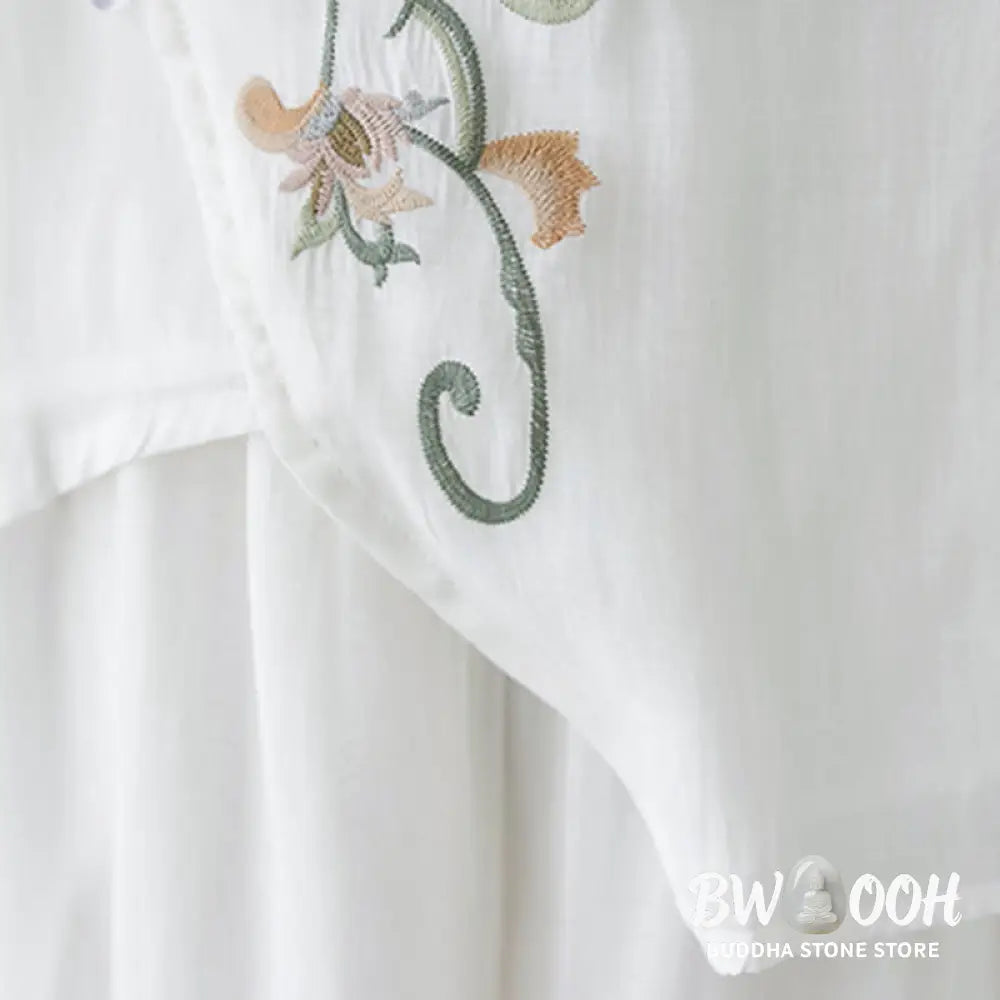 BWOOOH 2Pcs Flower Embroidery Short Sleeve Tee T-shirt Wide Leg Pants Set - 2-Piece Outfit