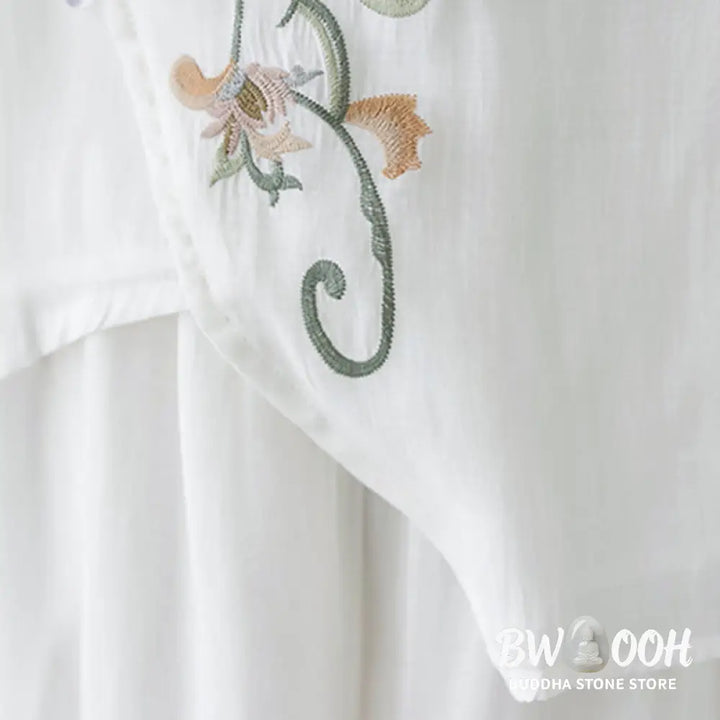 BWOOOH 2Pcs Flower Embroidery Short Sleeve Tee T-shirt Wide Leg Pants Set - 2-Piece Outfit