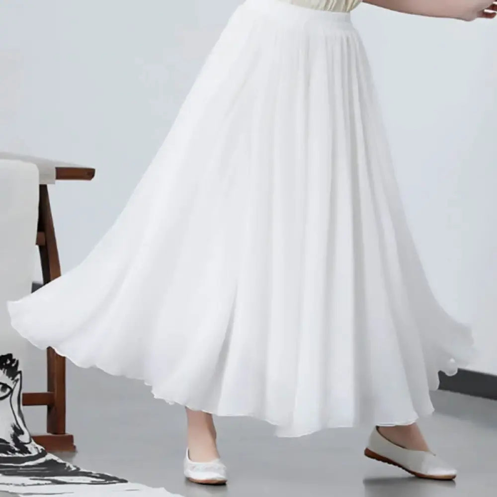 BWOOOH 2Pcs Flower Three Quarter Sleeve Midi Dress Skirt Chiffon Zen Clothing Women’s Set - Skirt / L(Fit for US2;