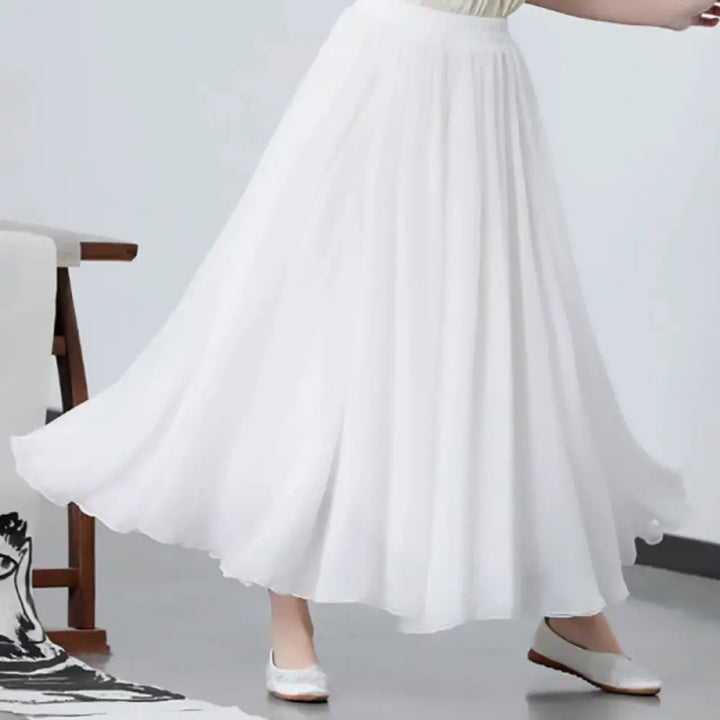 BWOOOH 2Pcs Flower Three Quarter Sleeve Midi Dress Skirt Chiffon Zen Clothing Women’s Set - Skirt / L(Fit for US2;