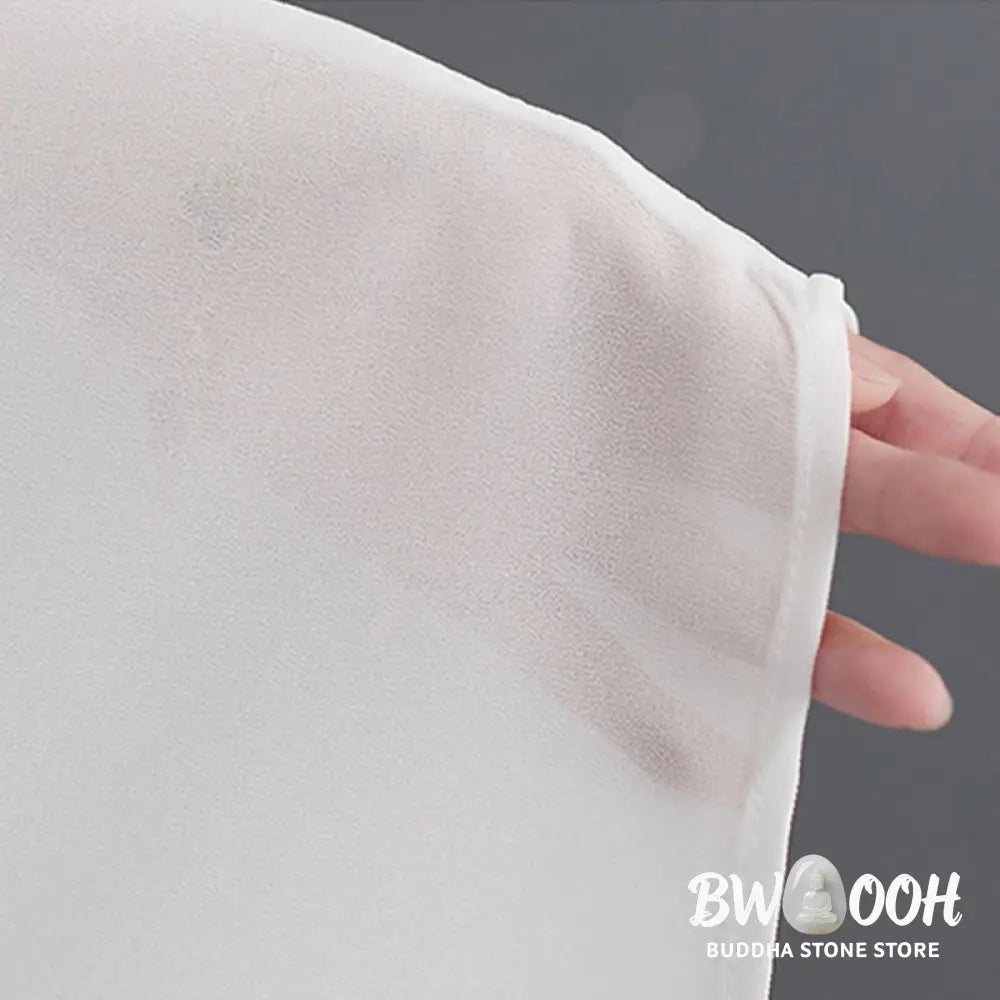 BWOOOH 2Pcs Frog-Button Long Sleeve Midi Dress Wide Leg Pants Chiffon Zen Women’s Set - Women’s Meditation Cloth