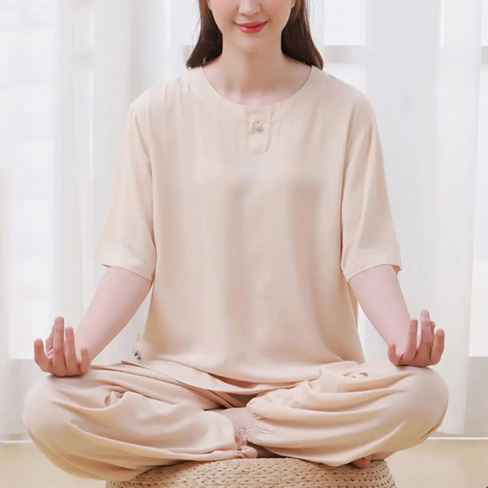 BWOOOH printed yoga pants - 2Pcs Half Sleeve T-Shirt Pants Meditatio