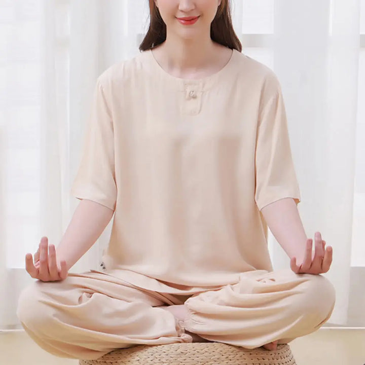 BWOOOH printed yoga pants - 2Pcs Half Sleeve T-Shirt Pants Meditatio