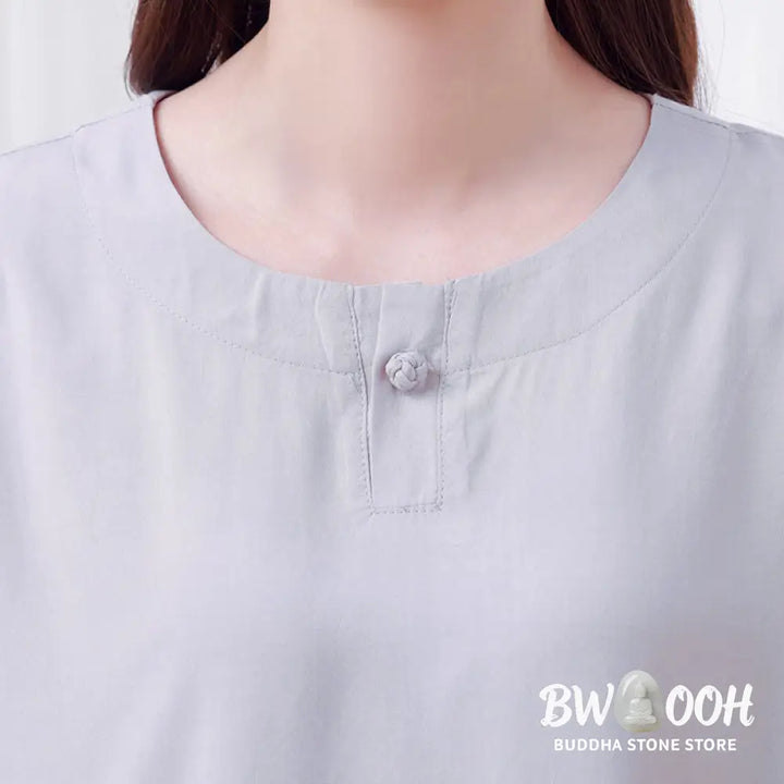 BWOOOH 2Pcs Half Sleeve T-Shirt Pants Meditation Zen Tai Chi Cotton Linen Clothing Unisex Set - Women’s Meditation Cloth
