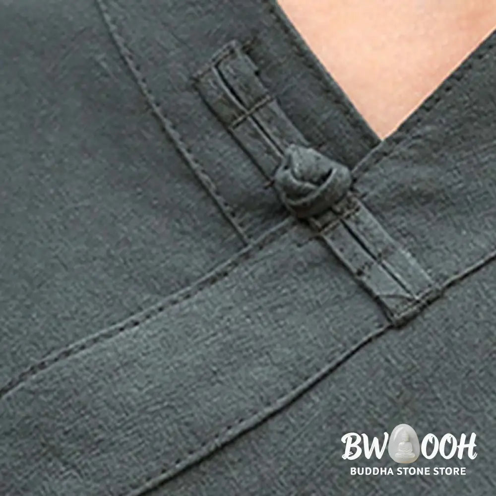 BWOOOH 2Pcs Half Sleeve V-Neck Shirt Top Pants Meditation Zen Tai Chi Linen Clothing Women’s Set - Women’s Meditation
