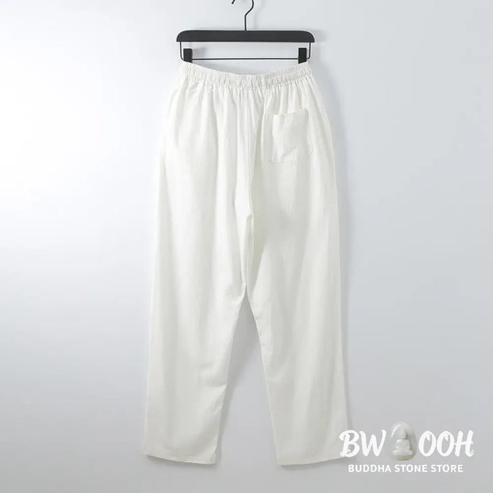 BWOOOH 2Pcs Lace-up Cotton Kimono Pants With Pockets Men’s Meditation Cloth Set - Men’s Meditation Cloth