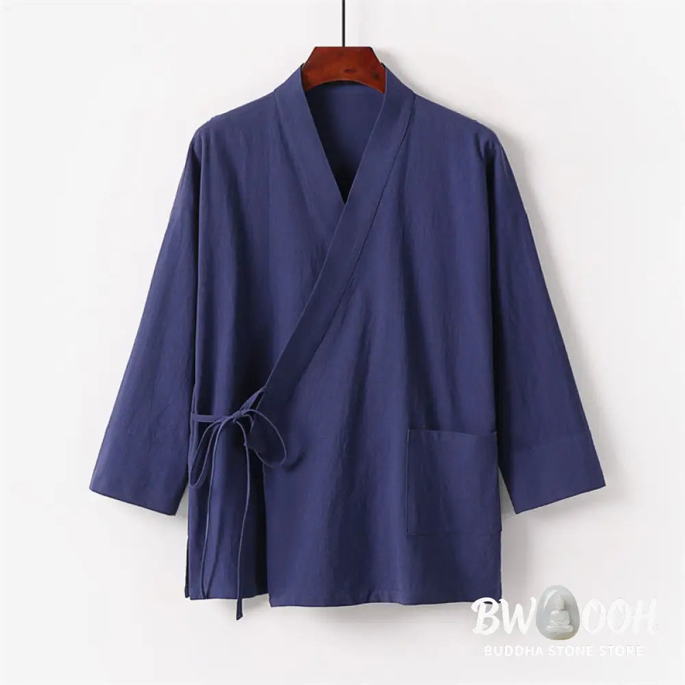 BWOOOH 2Pcs Lace-up Cotton Kimono Pants With Pockets Men’s Meditation Cloth Set - Men’s Meditation Cloth