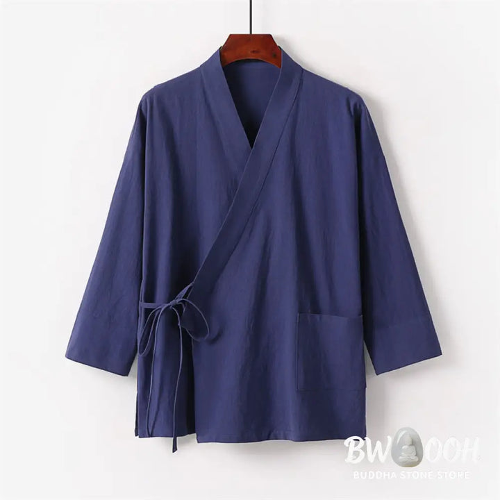 BWOOOH 2Pcs Lace-up Cotton Kimono Pants With Pockets Men’s Meditation Cloth Set - Men’s Meditation Cloth
