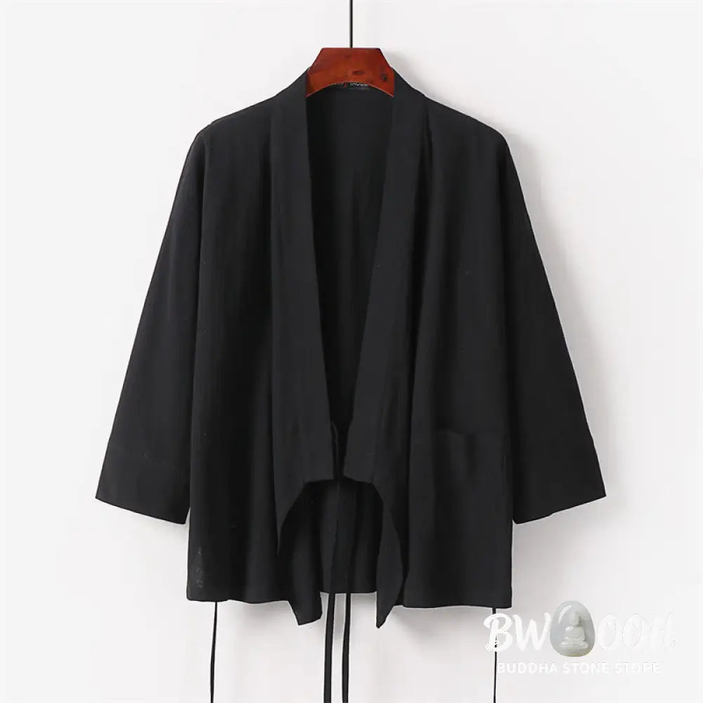 BWOOOH 2Pcs Lace-up Cotton Kimono Pants With Pockets Men’s Meditation Cloth Set - Men’s Meditation Cloth