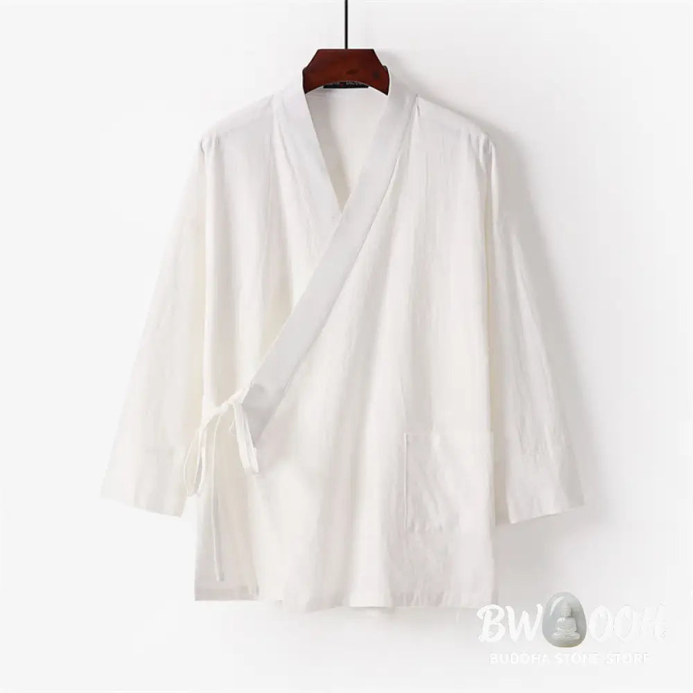 BWOOOH 2Pcs Lace-up Cotton Kimono Pants With Pockets Men’s Meditation Cloth Set - Men’s Meditation Cloth