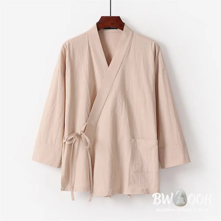 BWOOOH 2Pcs Lace-up Cotton Kimono Pants With Pockets Men’s Meditation Cloth Set - Men’s Meditation Cloth