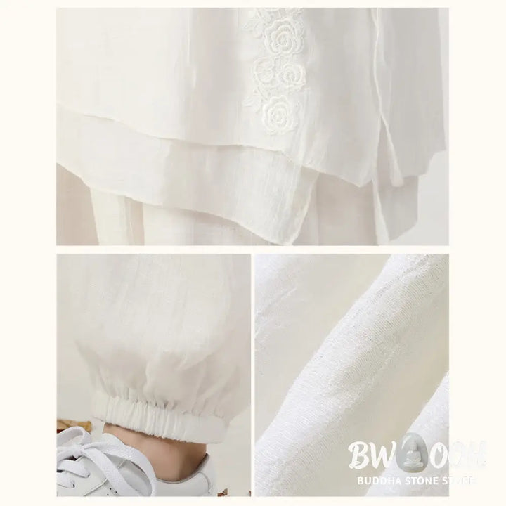 BWOOOH 2Pcs Long Sleeve Frog-Button Meditation Prayer Zen Practice Tai Chi Uniform Clothing Women’s Set - Clothes