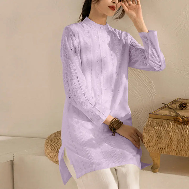 BWOOOH 2Pcs Long Sleeve Yoga Clothing Meditation Clothing Top Pants Women’s Set - Purple Top&amp;Beige Pants