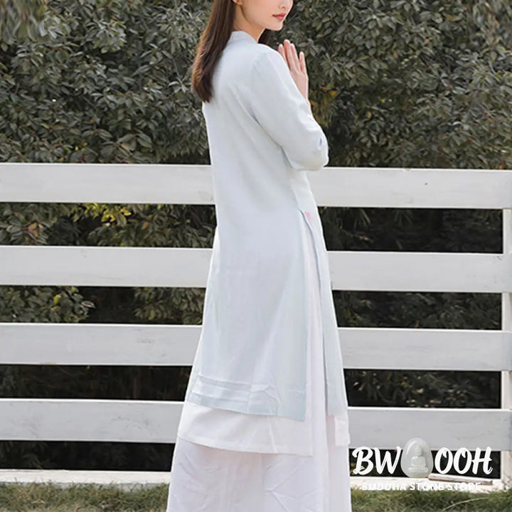 BWOOOH 2Pcs Lotus Pattern Tai Chi Meditation Yoga Cotton Linen Clothing Top Pants Women’s Set (Extra 30% Off | USE