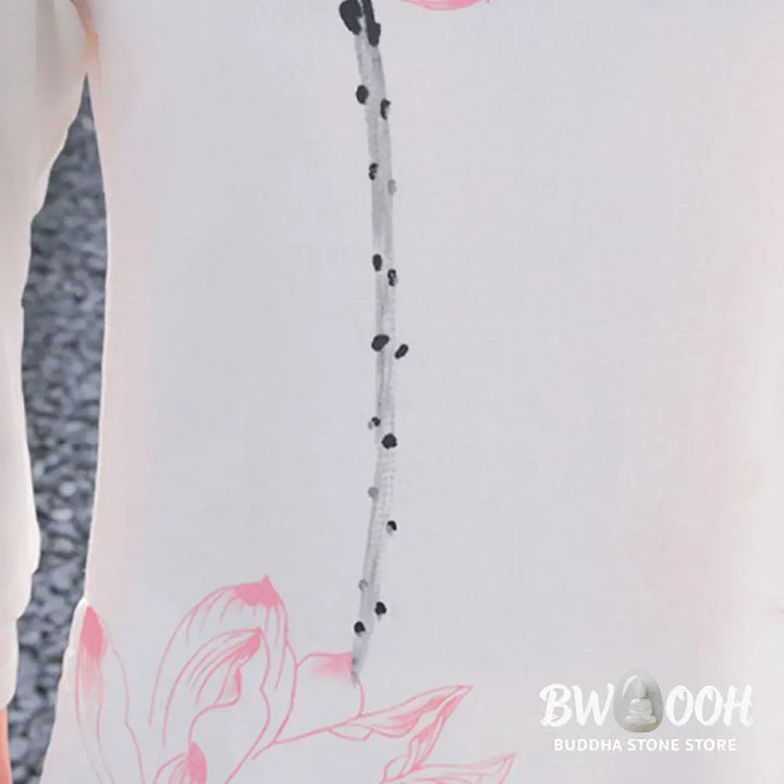 BWOOOH 2Pcs Lotus Pattern Tai Chi Meditation Yoga Cotton Linen Clothing Top Pants Women’s Set (Extra 30% Off | USE
