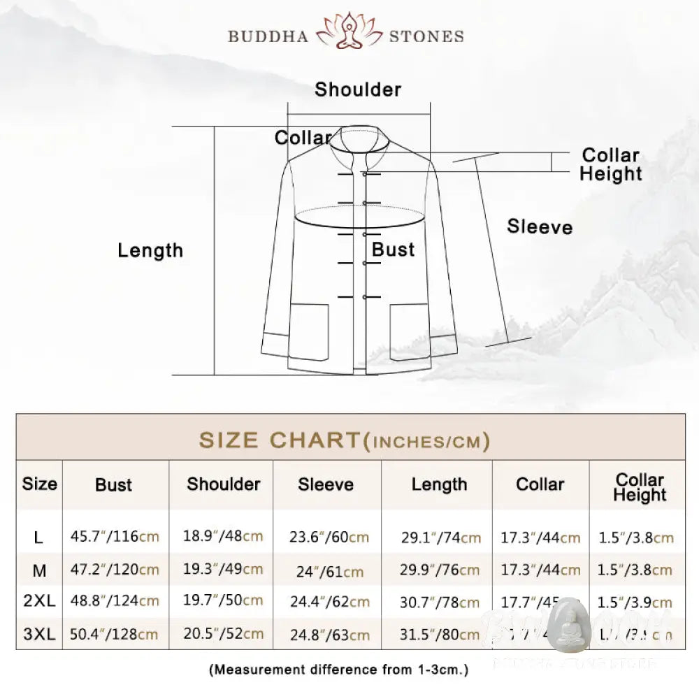 BWOOOH 2Pcs Men’s Tang Suit Koi Fish Pattern Frog-Button Long Sleeve Shirt Pants Set - Men’s Meditation Cloth