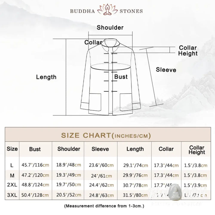 BWOOOH 2Pcs Men’s Tang Suit Koi Fish Pattern Frog-Button Long Sleeve Shirt Pants Set - Men’s Meditation Cloth