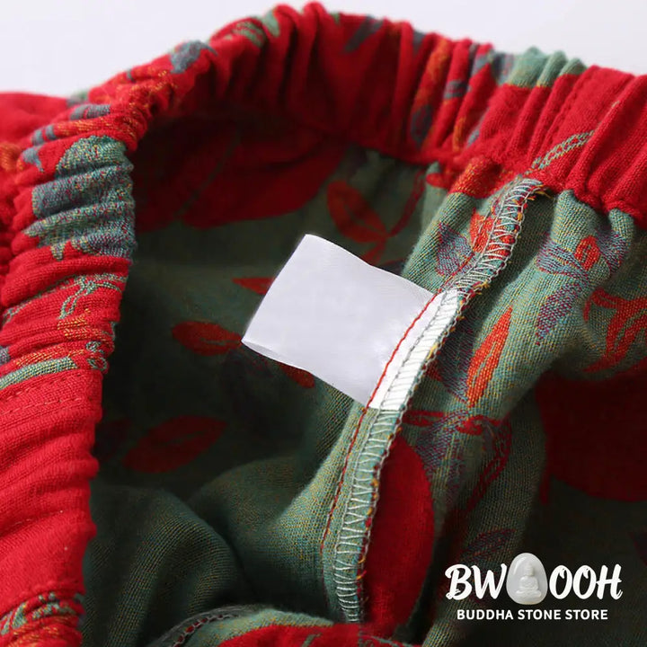 BWOOOH 2pcs Patchwork Long Sleeve Frog-Button Shirt Pants With Pockets Pure Cotton Set - 2-Piece Outfit