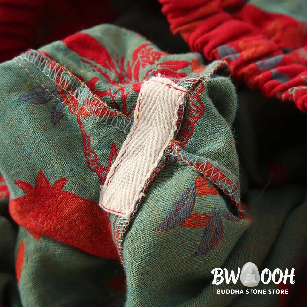 BWOOOH 2pcs Patchwork Long Sleeve Frog-Button Shirt Pants With Pockets Pure Cotton Set - 2-Piece Outfit