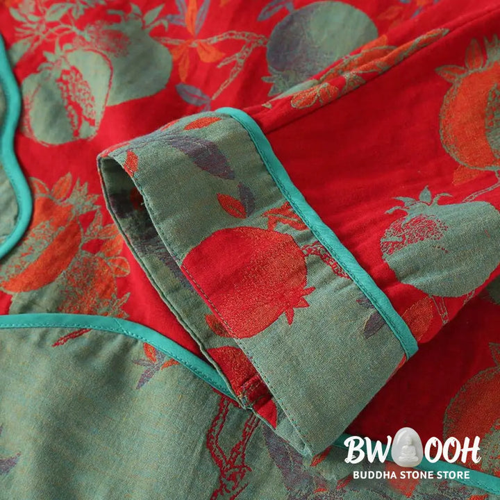 BWOOOH 2pcs Patchwork Long Sleeve Frog-Button Shirt Pants With Pockets Pure Cotton Set - 2-Piece Outfit