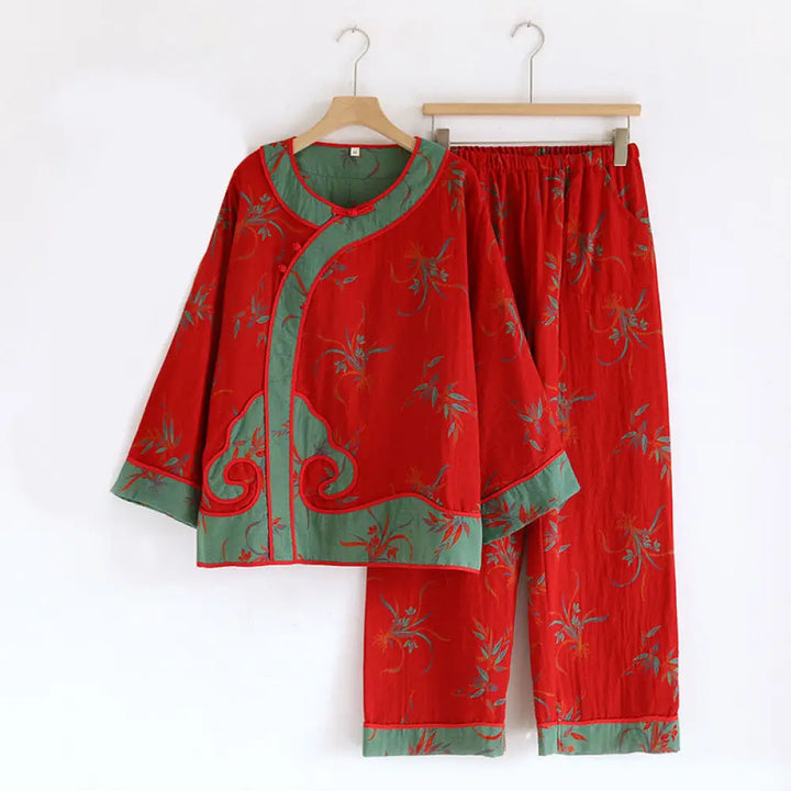 BWOOOH printed yoga pants - 2pcs Patchwork Long Sleeve Frog-Button S
