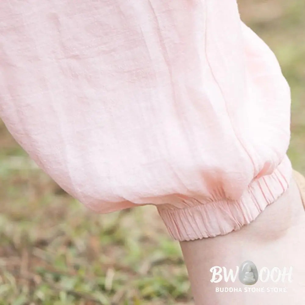 BWOOOH 2Pcs Plain Design Top Pants Meditation Yoga Zen Tai Chi Cotton Linen Clothing Women’s Set - Clothes