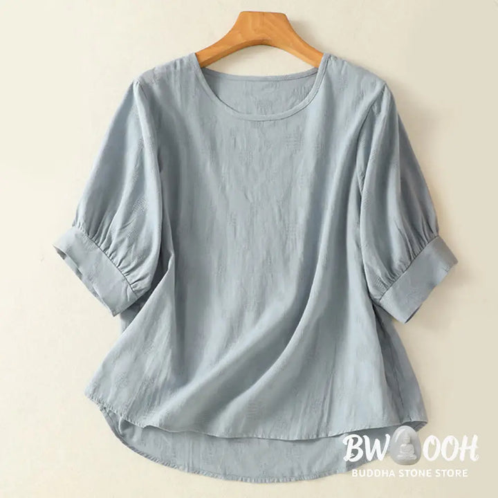 BWOOOH 2pcs Plain Women’s Short Sleeve Shirt Harem Pants Meditation Clothing Set - Women’s Meditation Cloth
