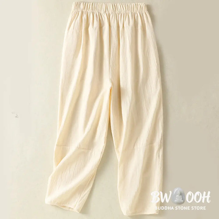BWOOOH 2pcs Plain Women’s Short Sleeve Shirt Harem Pants Meditation Clothing Set - Women’s Meditation Cloth