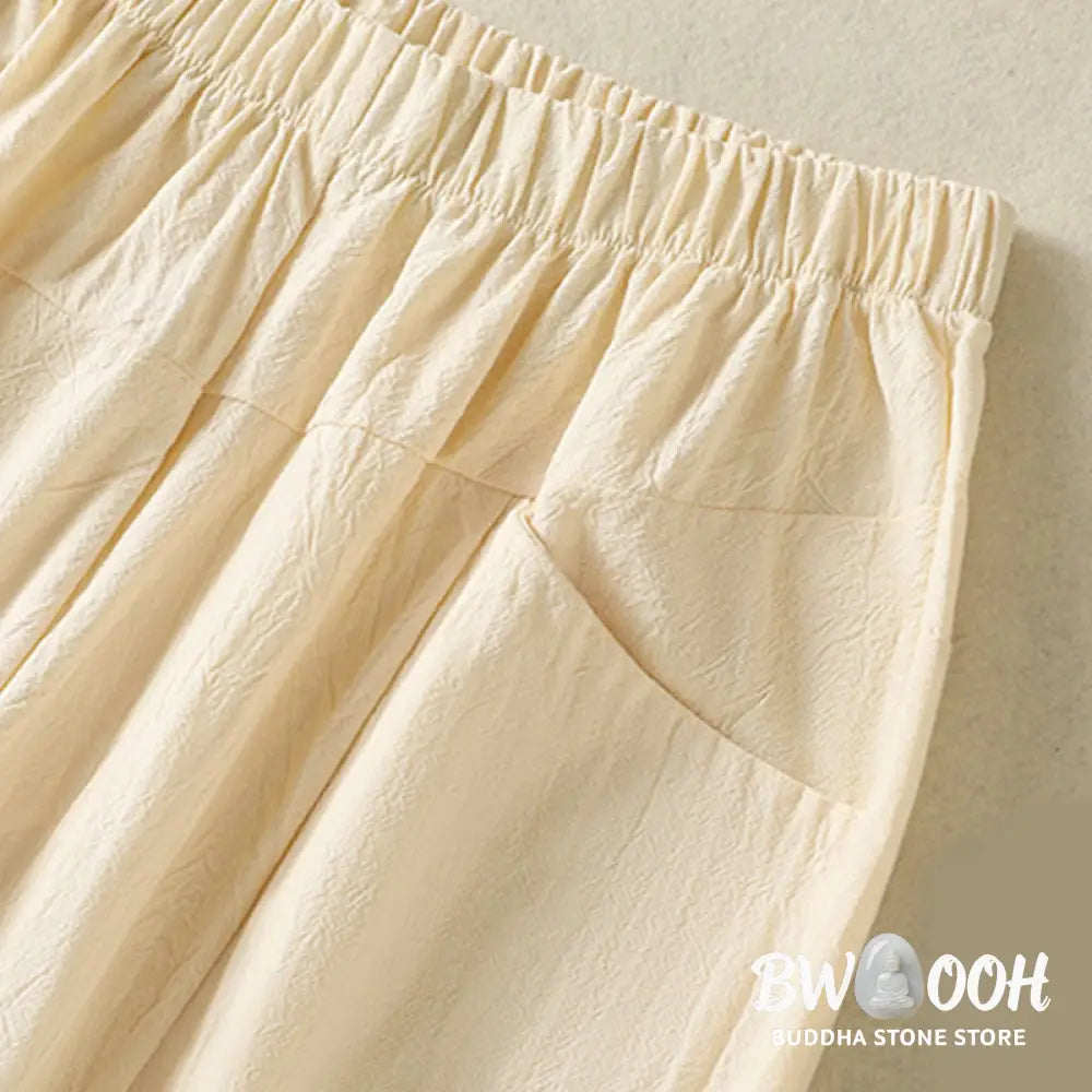 BWOOOH 2pcs Plain Women’s Short Sleeve Shirt Harem Pants Meditation Clothing Set - Women’s Meditation Cloth