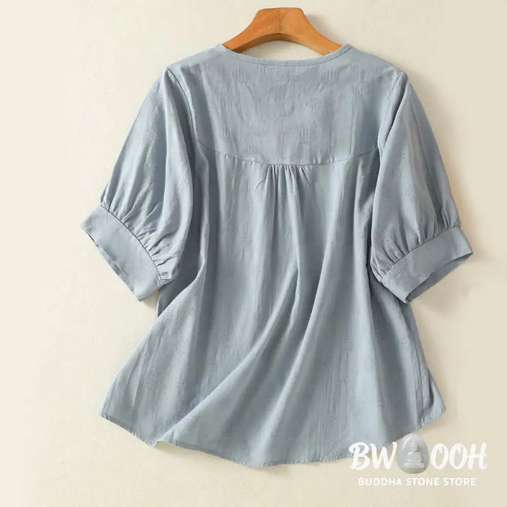 BWOOOH 2pcs Plain Women’s Short Sleeve Shirt Harem Pants Meditation Clothing Set - Women’s Meditation Cloth