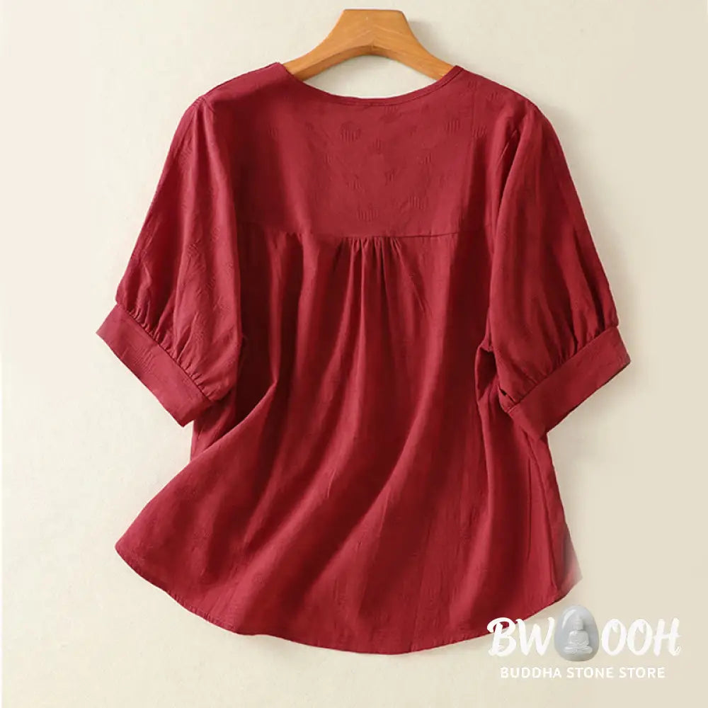 BWOOOH 2pcs Plain Women’s Short Sleeve Shirt Harem Pants Meditation Clothing Set - Women’s Meditation Cloth