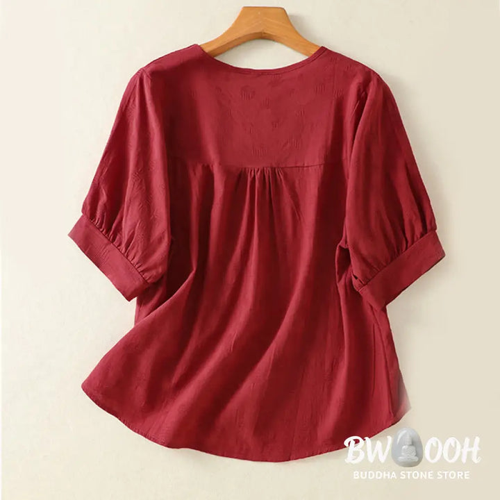 BWOOOH 2pcs Plain Women’s Short Sleeve Shirt Harem Pants Meditation Clothing Set - Women’s Meditation Cloth