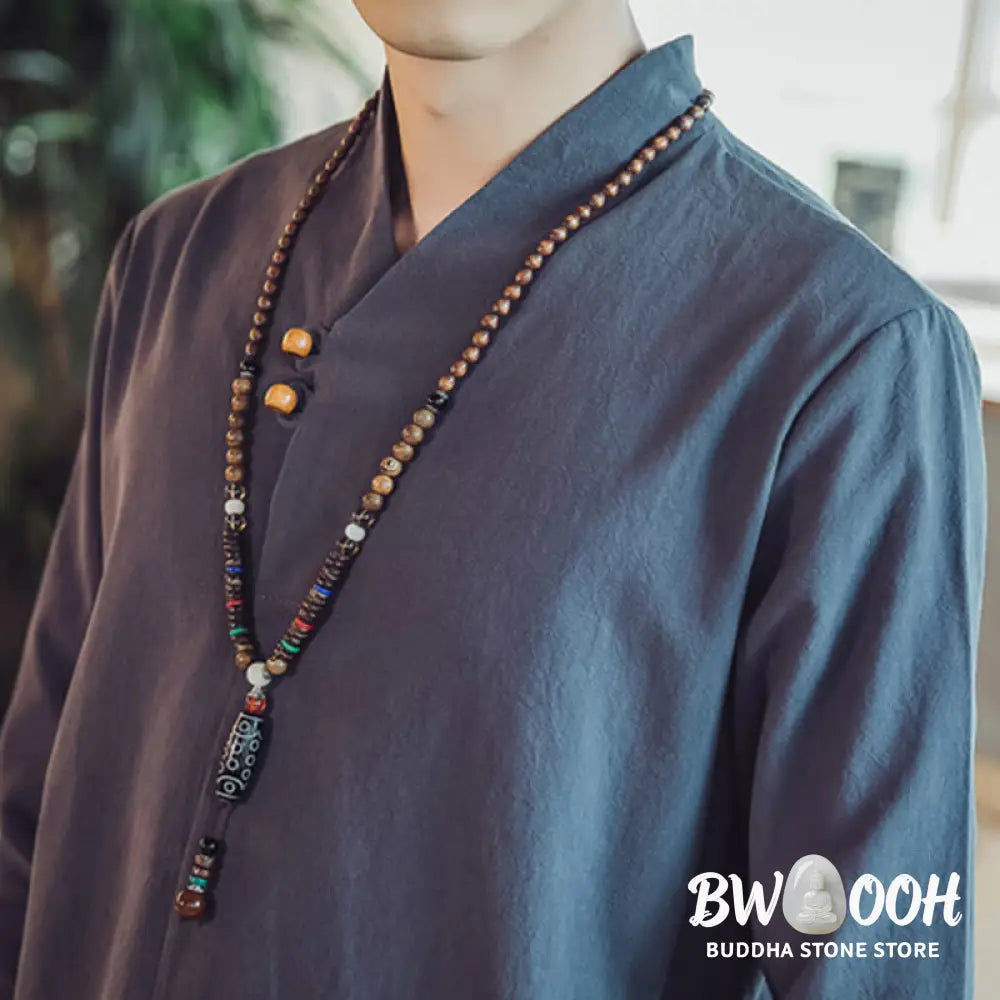 BWOOOH 2Pcs Shirt Ankle-Length Pants With Pockets Men’s Meditation Cloth Set - Men’s Meditation Cloth