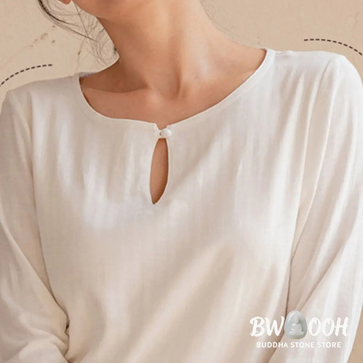 BWOOOH 2Pcs Simple Design Tai Chi Meditation Yoga Clothing Top Pants Women’s Set - Clothes