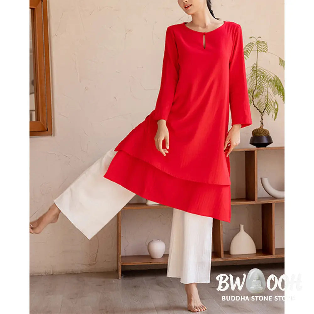 BWOOOH 2Pcs Simple Design Tai Chi Meditation Yoga Clothing Top Pants Women’s Set - Clothes