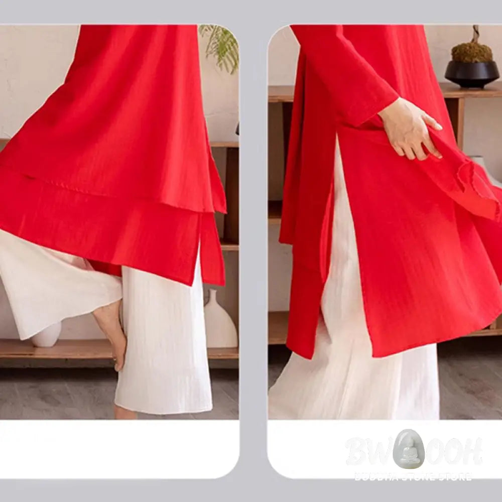 BWOOOH 2Pcs Simple Design Tai Chi Meditation Yoga Clothing Top Pants Women’s Set - Clothes