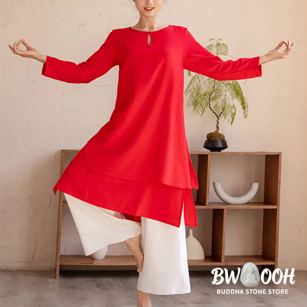 BWOOOH 2Pcs Simple Design Tai Chi Meditation Yoga Clothing Top Pants Women’s Set - Clothes