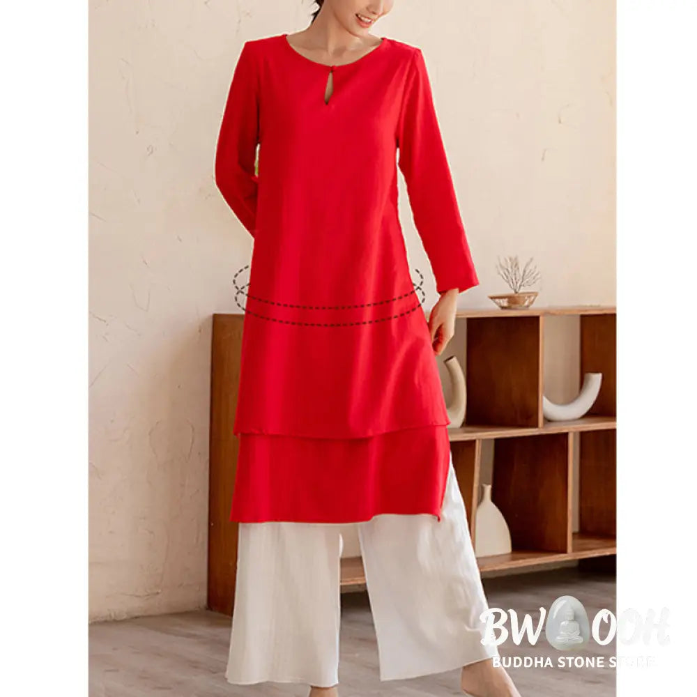 BWOOOH 2Pcs Simple Design Tai Chi Meditation Yoga Clothing Top Pants Women’s Set - Clothes