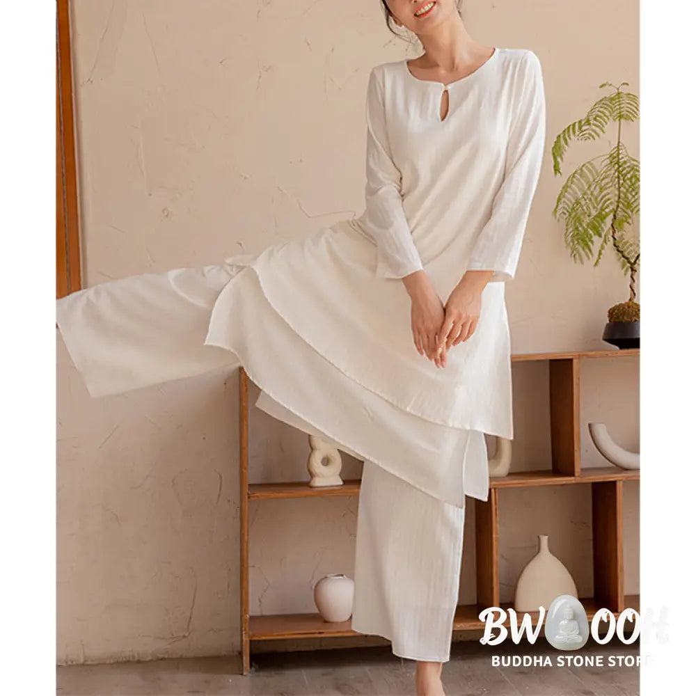 BWOOOH 2Pcs Simple Design Tai Chi Meditation Yoga Clothing Top Pants Women’s Set - Clothes