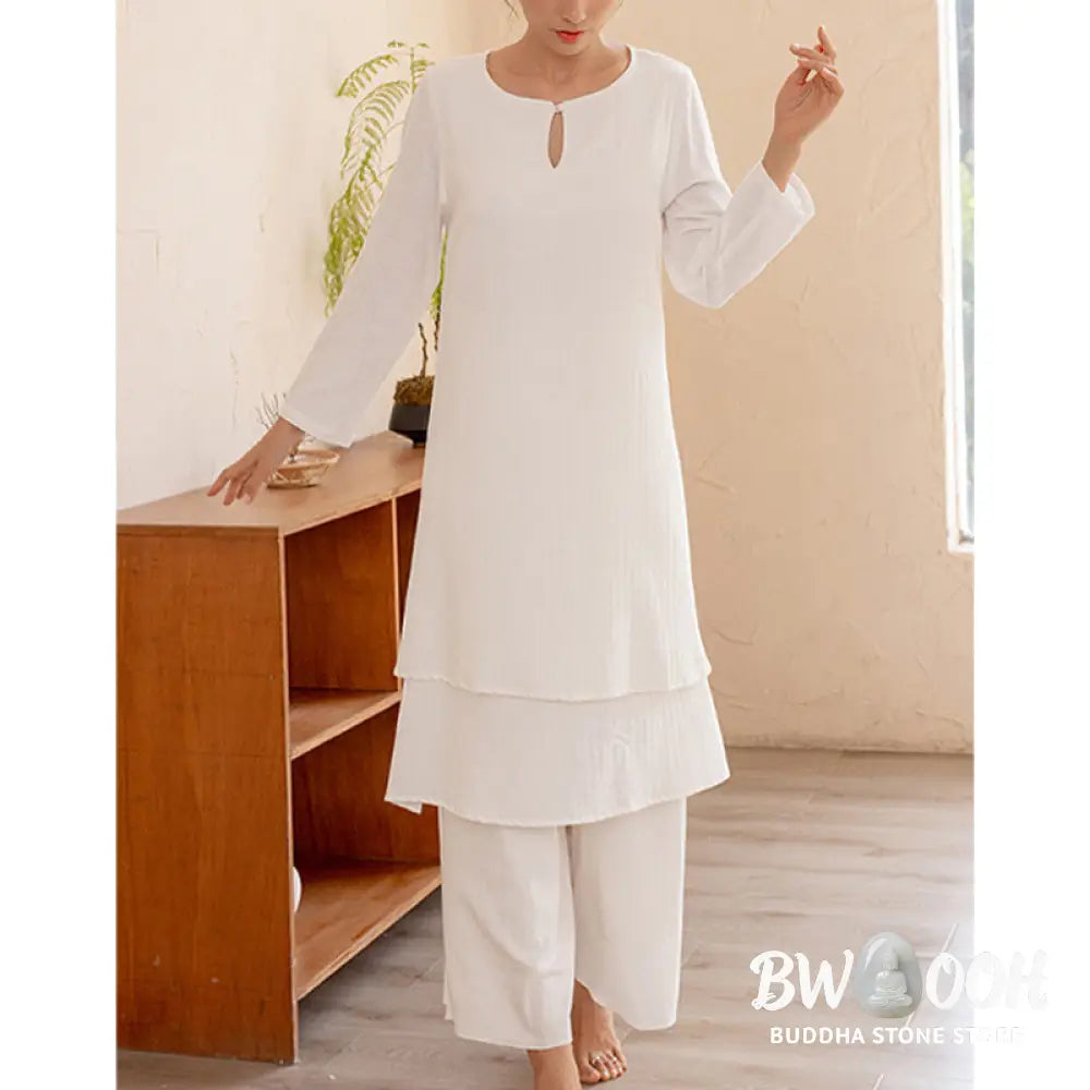 BWOOOH 2Pcs Simple Design Tai Chi Meditation Yoga Clothing Top Pants Women’s Set - Clothes