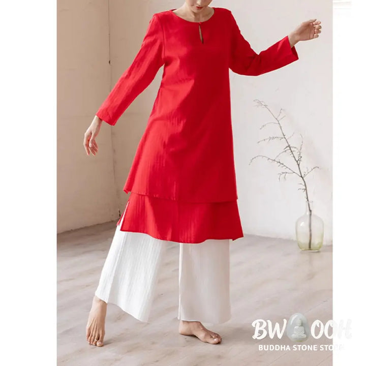 BWOOOH 2Pcs Simple Design Tai Chi Meditation Yoga Clothing Top Pants Women’s Set - Clothes