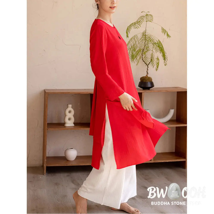 BWOOOH 2Pcs Simple Design Tai Chi Meditation Yoga Clothing Top Pants Women’s Set - Clothes