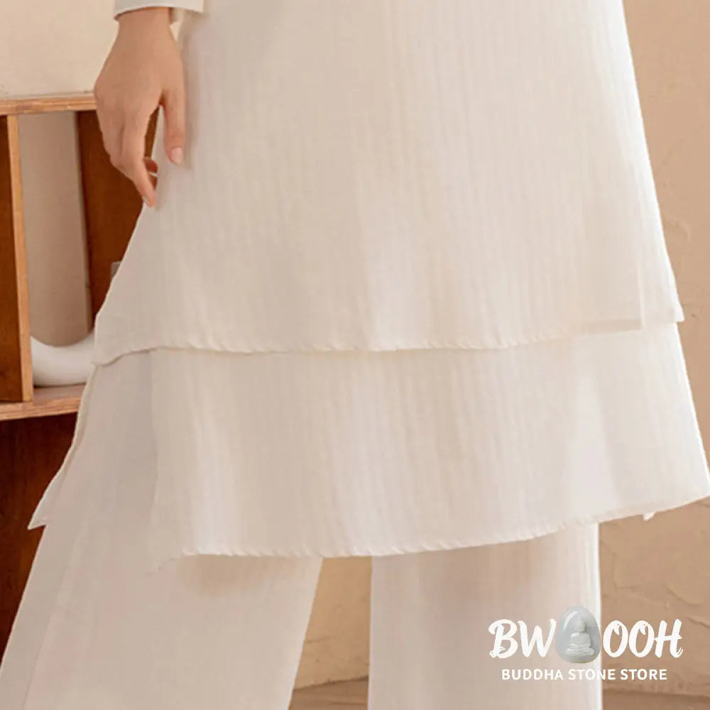 BWOOOH 2Pcs Simple Design Tai Chi Meditation Yoga Clothing Top Pants Women’s Set - Clothes