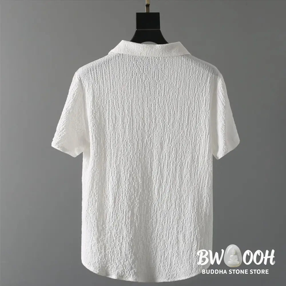 BWOOOH 2Pcs Solid Color Wrinkle V-Neck Short Sleeve T-shirt Pants Clothing Men’s Set - Men’s Meditation Cloth