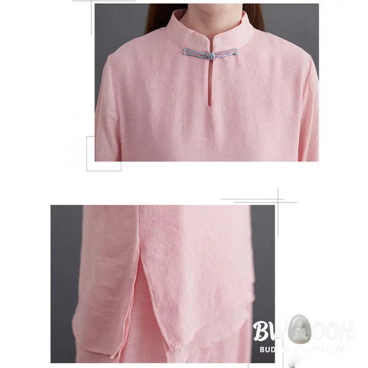BWOOOH 2Pcs Solid Women’s Long Sleeve Shirt Pants Meditation Clothing Set - Women’s Meditation Cloth