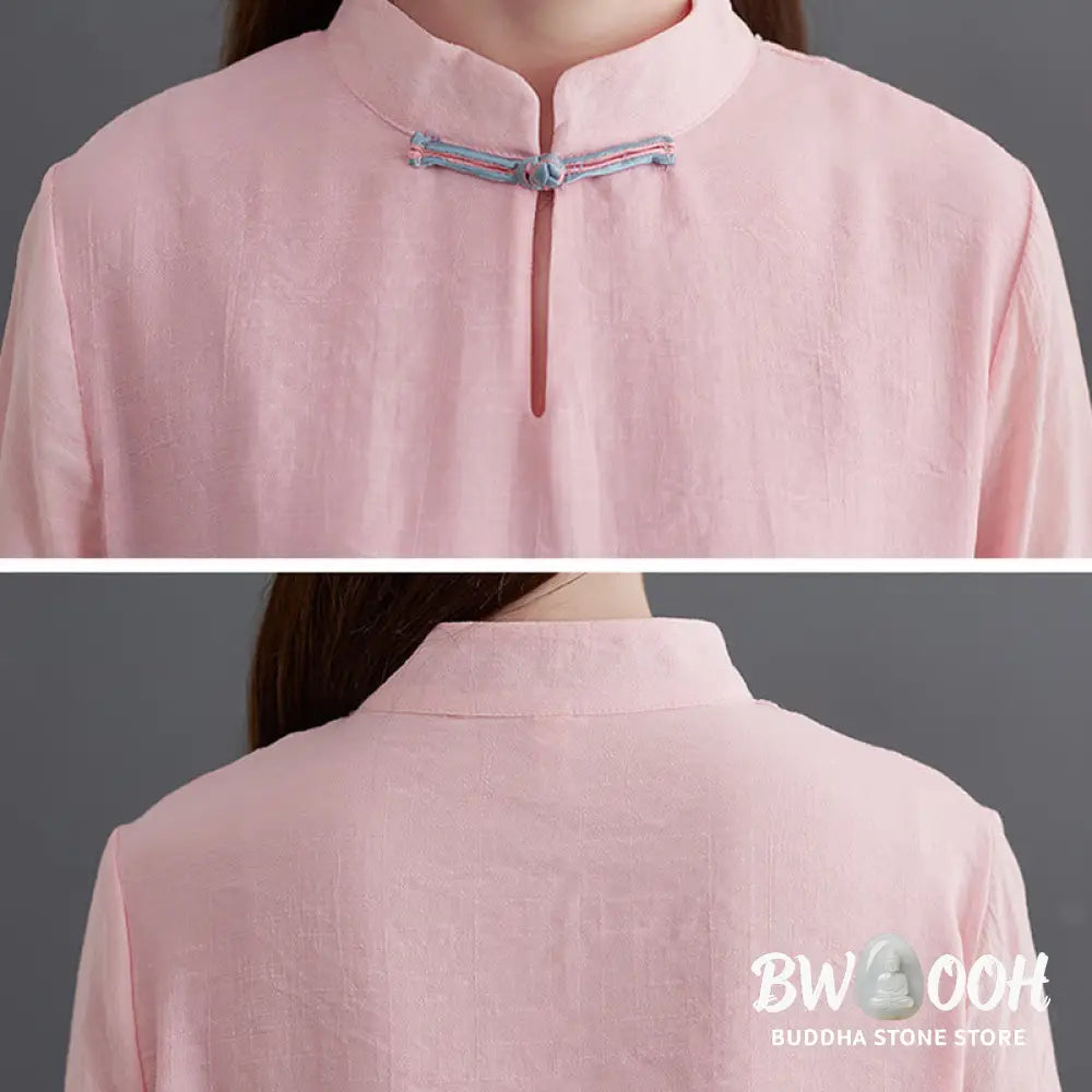 BWOOOH 2Pcs Solid Women’s Long Sleeve Shirt Pants Meditation Clothing Set - Women’s Meditation Cloth