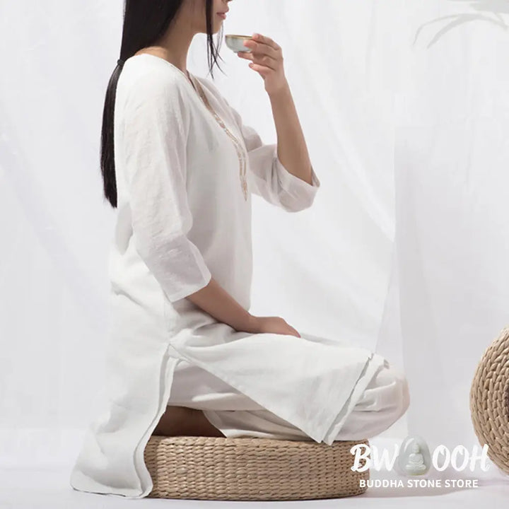 BWOOOH 2Pcs Tai Chi Meditation Yoga Cotton Clothing Top Pants Women’s Set - Clothes