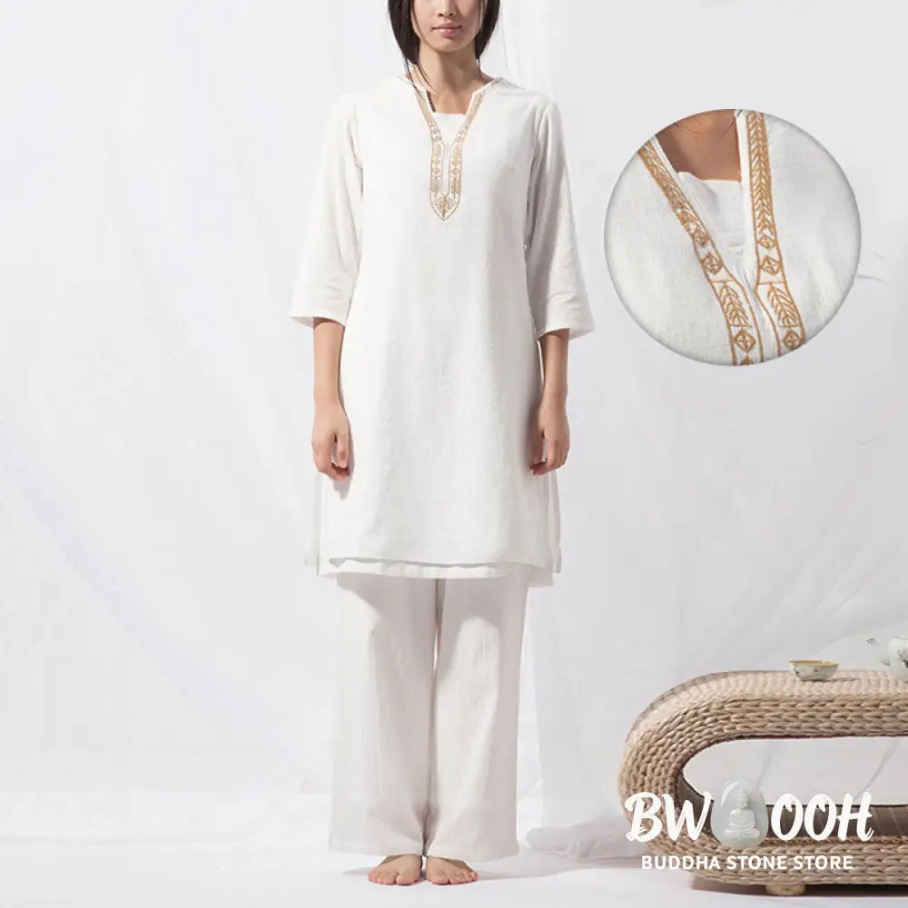 BWOOOH 2Pcs Tai Chi Meditation Yoga Cotton Clothing Top Pants Women’s Set - Clothes