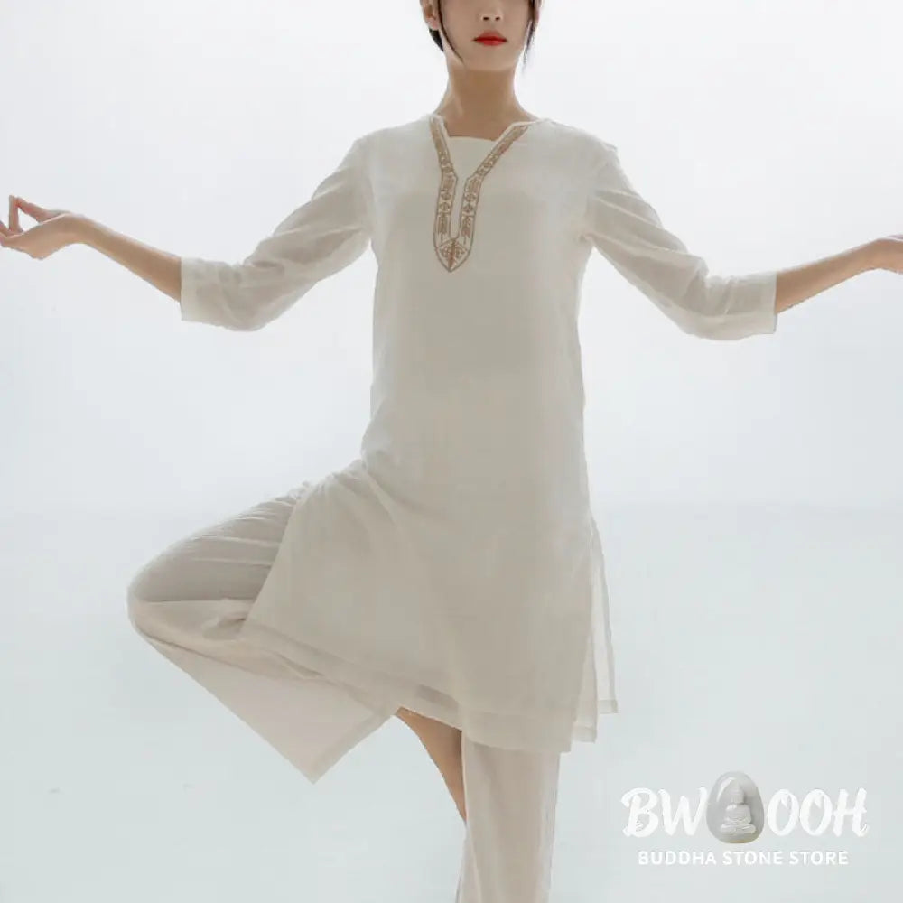BWOOOH 2Pcs Tai Chi Meditation Yoga Cotton Clothing Top Pants Women’s Set - Clothes